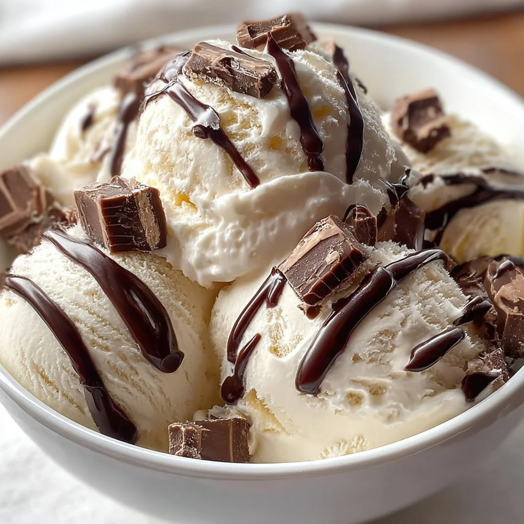 Delicious Moose Tracks Ice Cream with fudge swirls and peanut butter cups