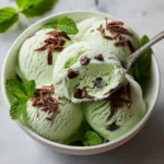 Ninja Creami mint chocolate chip high protein ice cream in a bowl