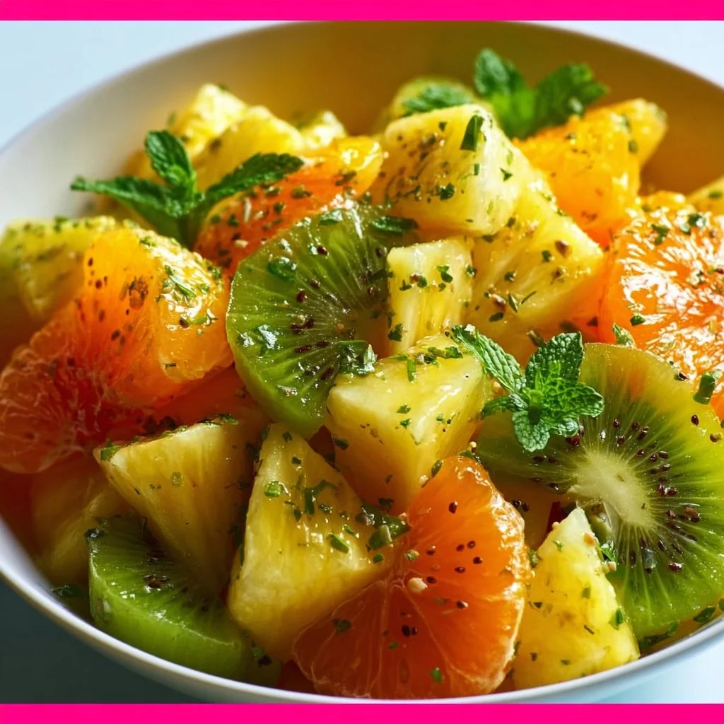 Delicious Pineapple Kiwi Citrus Salad served in a bowl with vibrant fruits