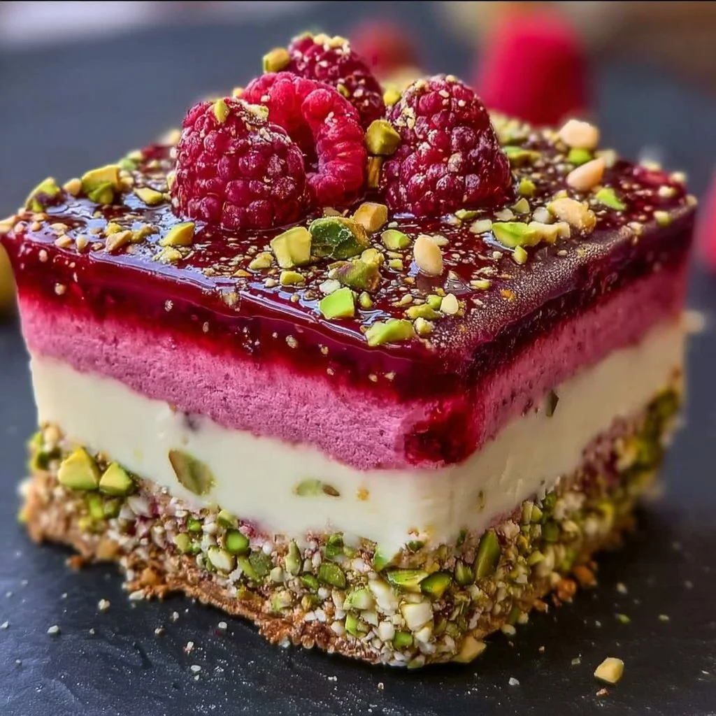 Pink Coconut Snowball Cake Bars topped with coconut flakes on a white plate