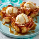 Delicious slow cooker bloomin' baked apples served as a warm dessert
