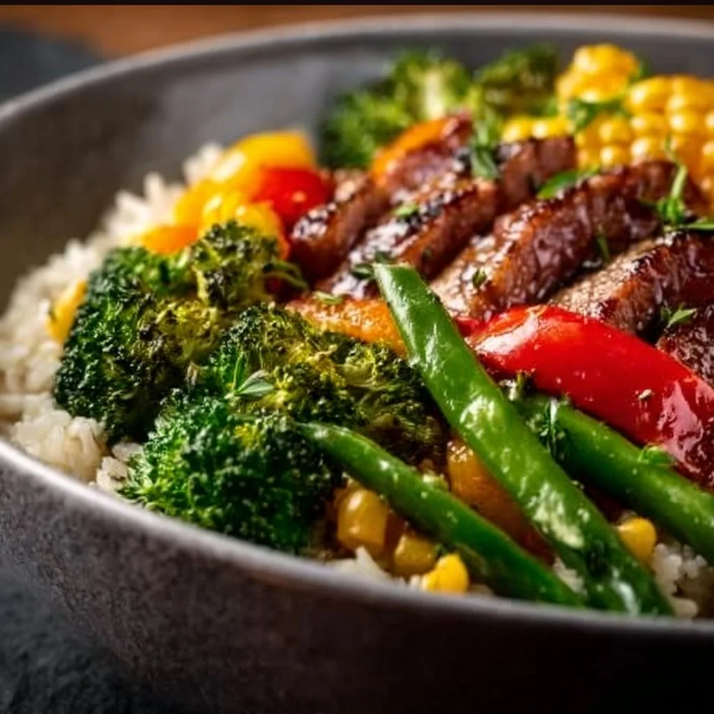 Delicious Smoky Steak Bowl with tender steak and fresh toppings