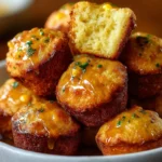 Delicious Southern-style honey butter cornbread poppers served in a basket.