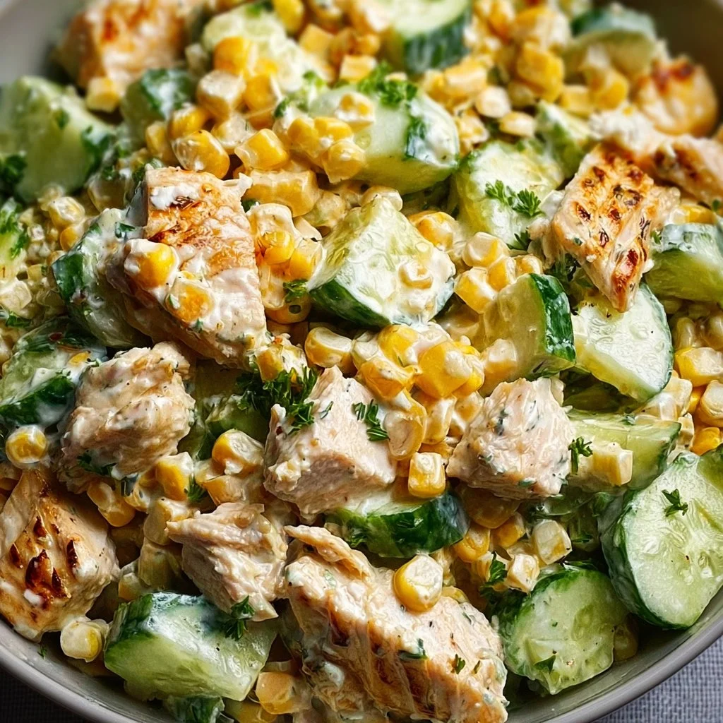 Street Corn Creamy Cucumber Chicken Salad