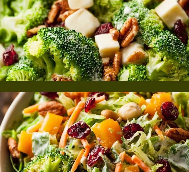 Colorful summertime salads with fresh ingredients and vibrant dressings