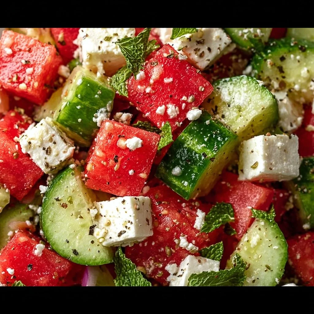 Watermelon Cucumber Feta Salad