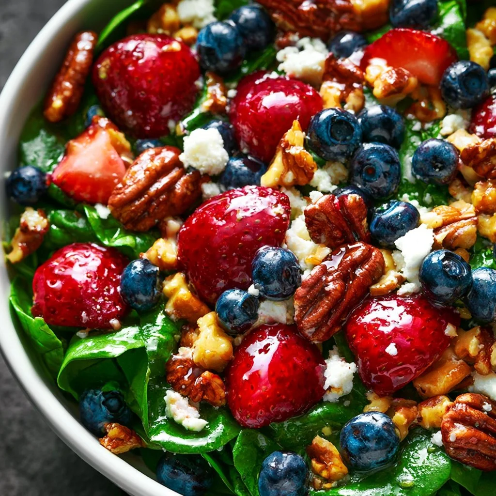 Delicious strawberry spinach salad with fresh ingredients and vibrant colors
