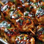 Air Fried Bang Bang Chicken Skewers ready to be served