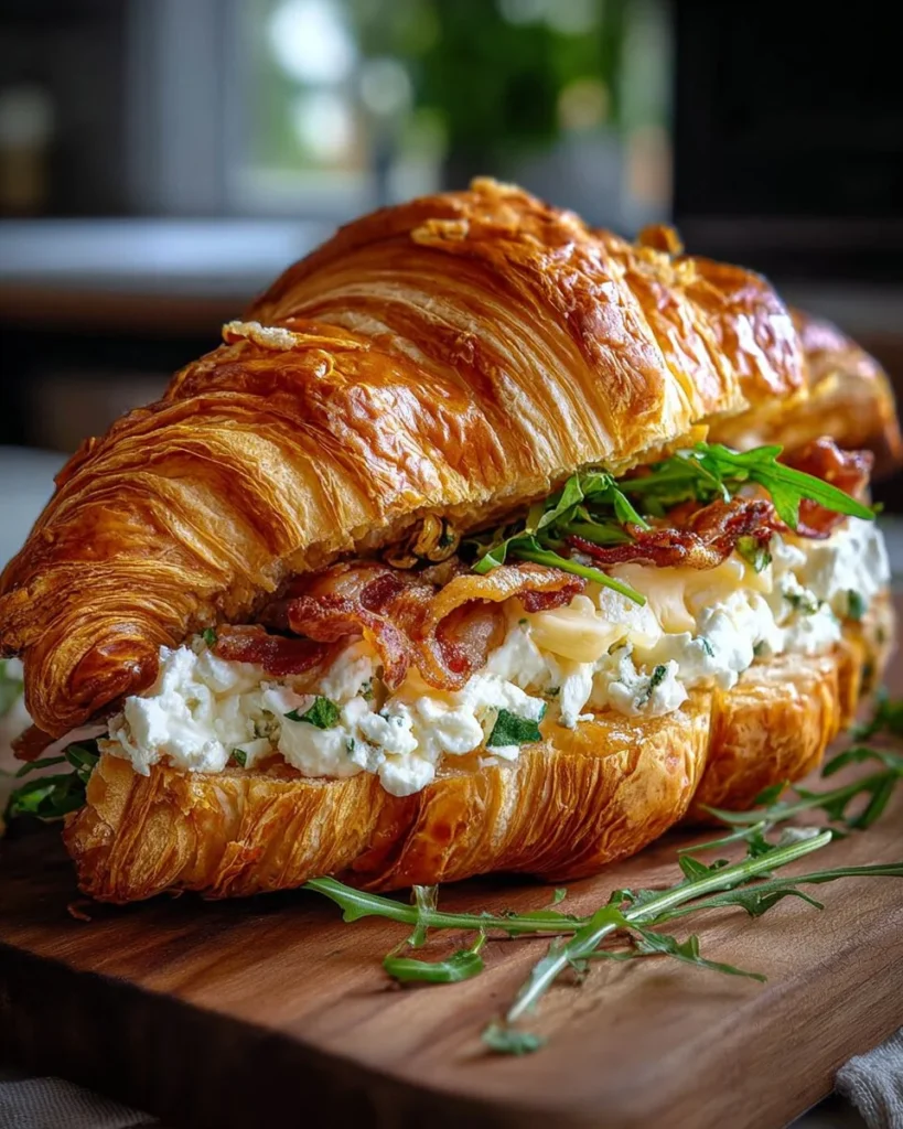 Apple and goat cheese croissant sandwich, a delightful and tasty pairing.