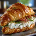 Apple and Goat Cheese Croissant Sandwich with fresh ingredients