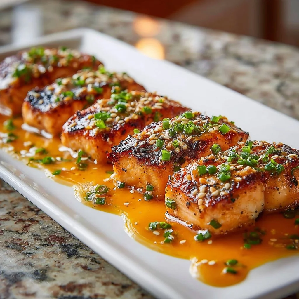 Delicious Bang Bang Salmon dish served with a vibrant sauce and fresh garnishes.