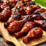 Delicious BBQ chicken legs and thighs smoked for perfect flavor.