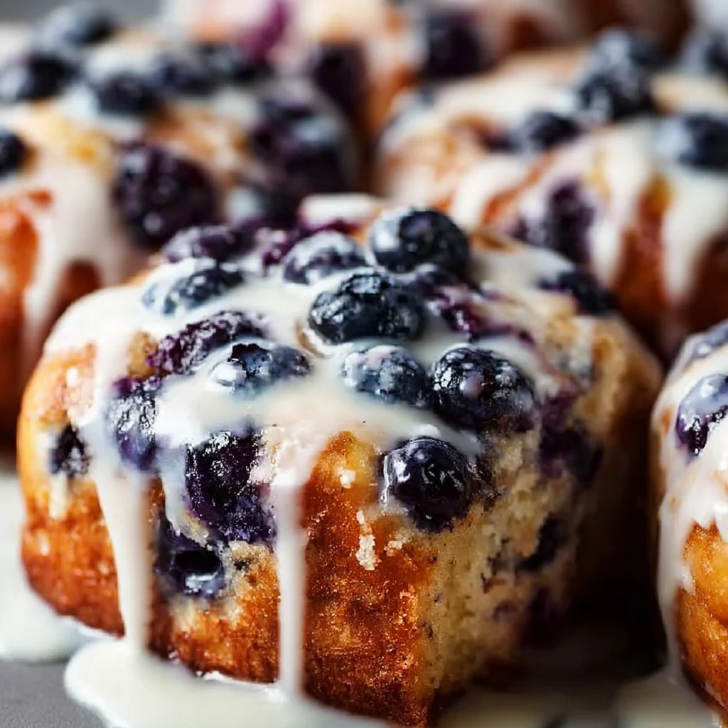 Blueberry yogurt cake with fresh blueberries on a wooden table