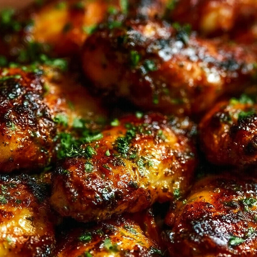 Delicious Cajun Garlic Chicken Wings garnished with herbs and spices