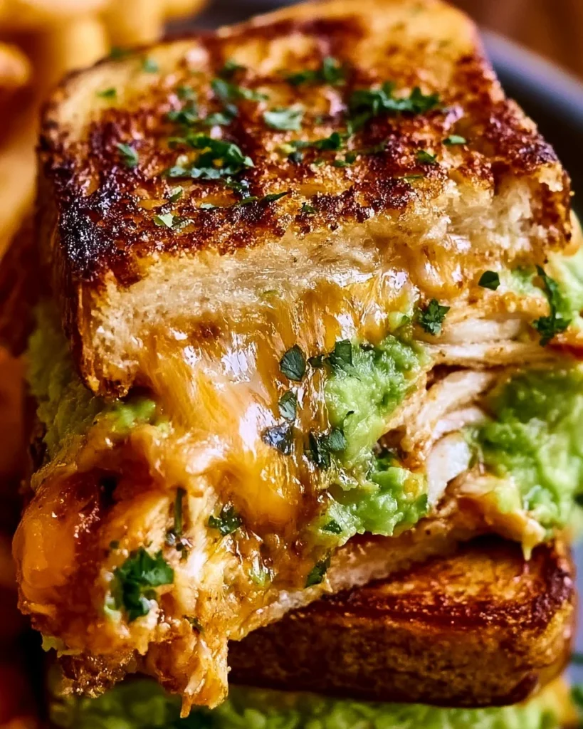 Delicious Chicken Avocado Melt Sandwich with juicy chicken and creamy avocado