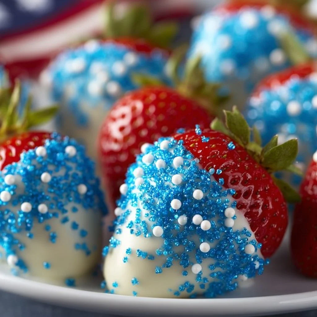 Delicious chocolate dipped strawberries drizzled with melted chocolate.