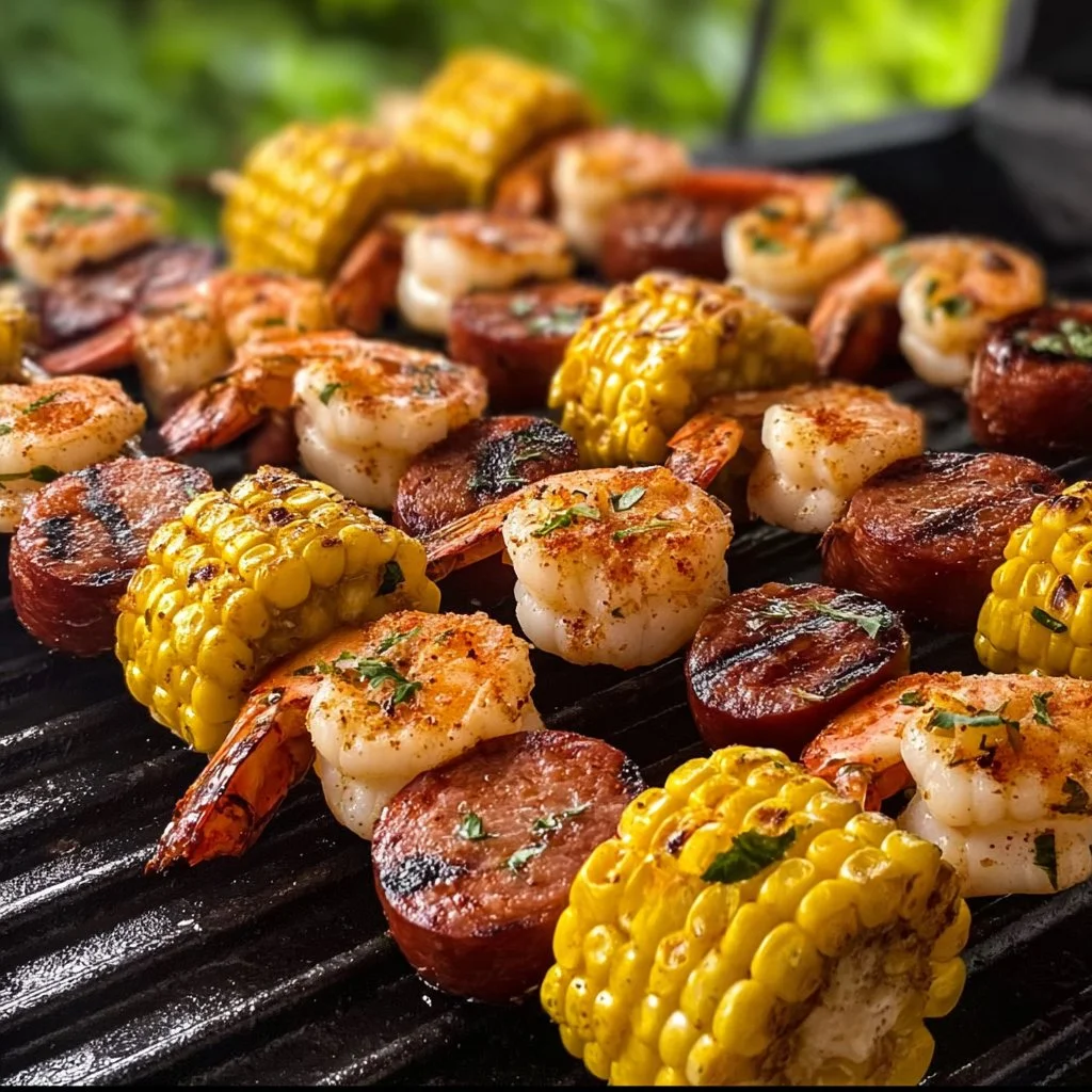 Assorted BBQ party food including grilled meats and healthy sides