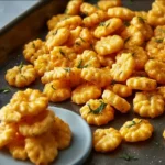 Cheesy garlic Ritz Bits served on a plate for a tasty snack.