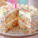 Deliciously baked Funfetti Cake adorned with colorful sprinkles
