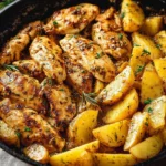 Delicious Garlic Butter Chicken with Potatoes on a plate