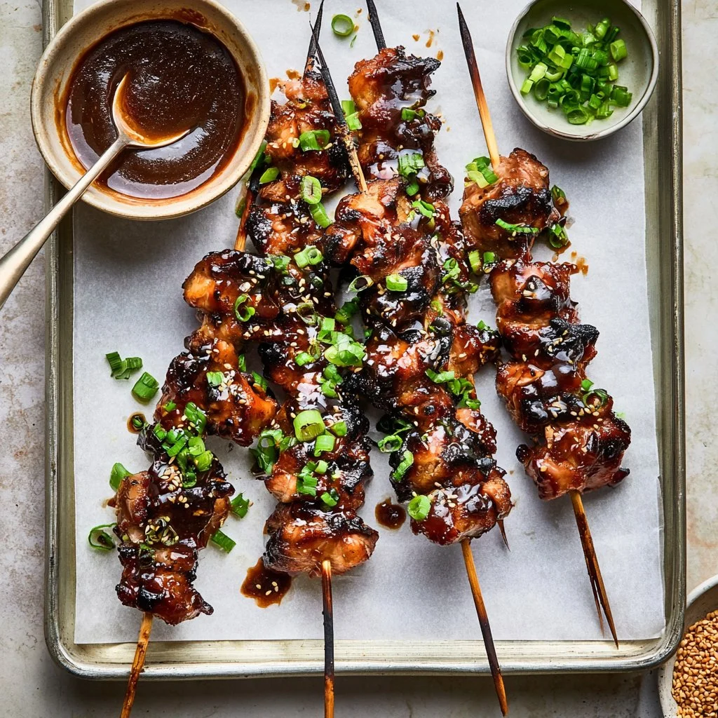 Grilled Korean BBQ Chicken with vibrant marinade and garnishes