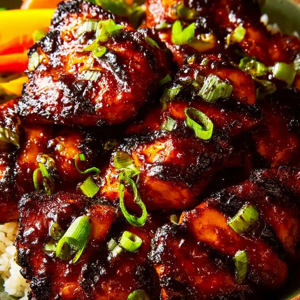 Hawaiian grilled chicken served with tropical fruit and herbs
