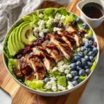 Healthy barbecue chicken salad with fresh vegetables and grilled chicken