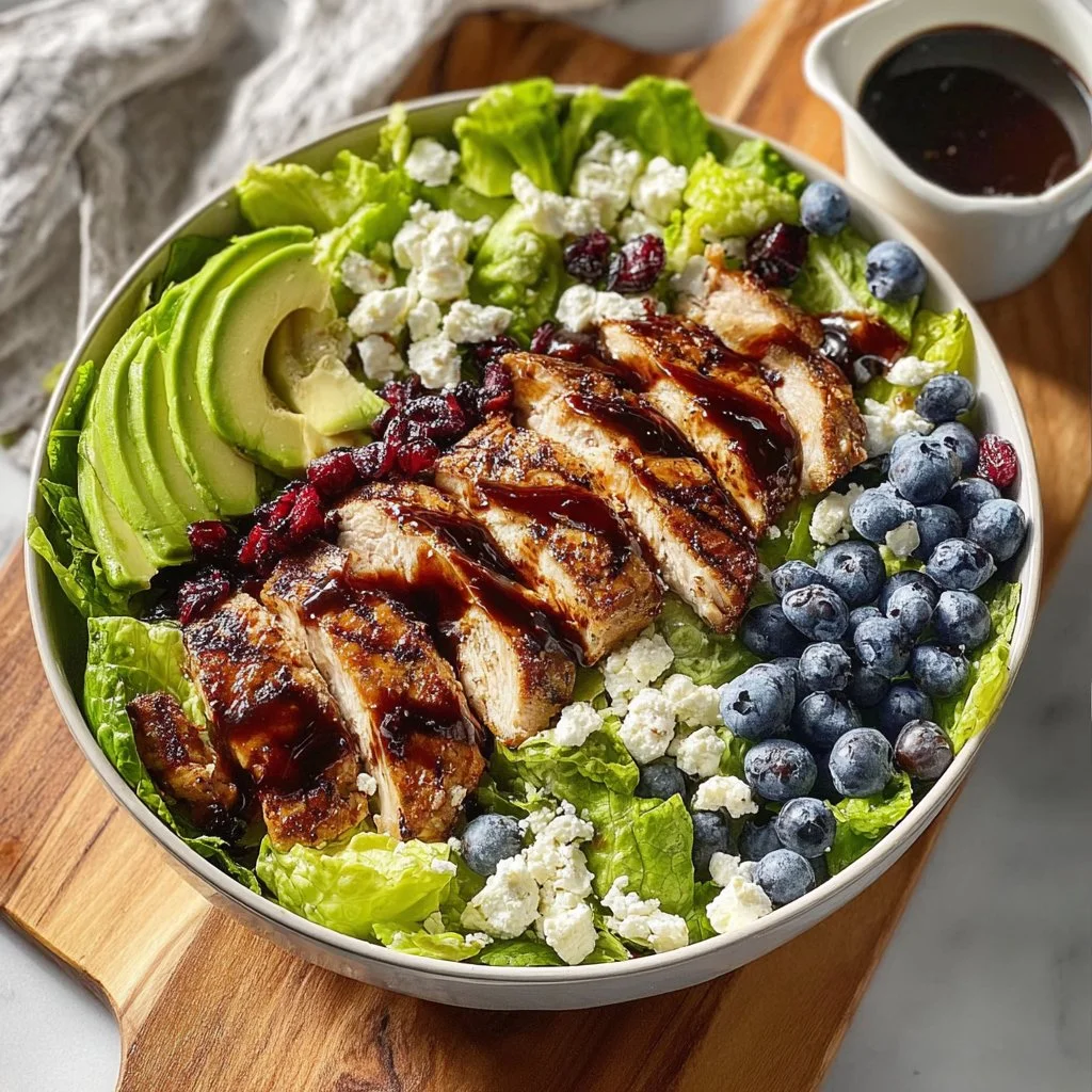 Healthy barbecue chicken salad with fresh vegetables and grilled chicken