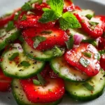 Fresh cucumber strawberry salad showcasing healthy food dishes