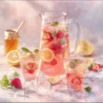 A colorful array of healthy fruit drinks made from fresh fruits.