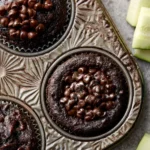 Healthy chocolate zucchini muffins made with fresh zucchini and cocoa