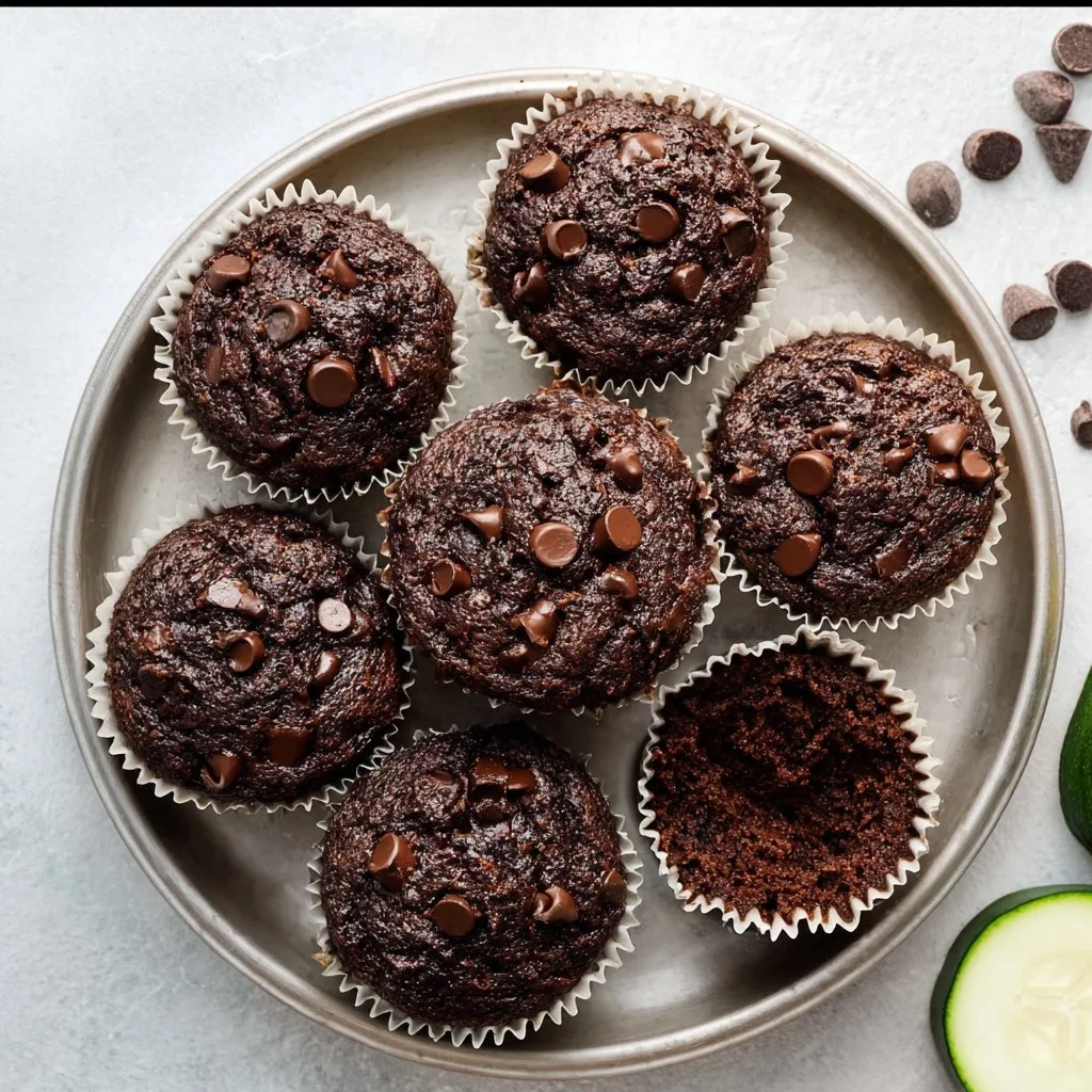 Healthy & Moist Chocolate Zucchini Muffins