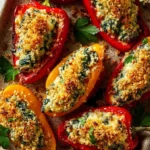 Herby Ricotta Stuffed Peppers filled with fresh herbs and creamy ricotta cheese