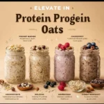Bowl of high protein overnight oats with toppings like fruits and nuts.