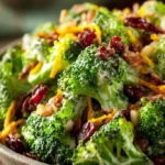 Healthy Keto Broccoli Salad served in a bowl with ingredients