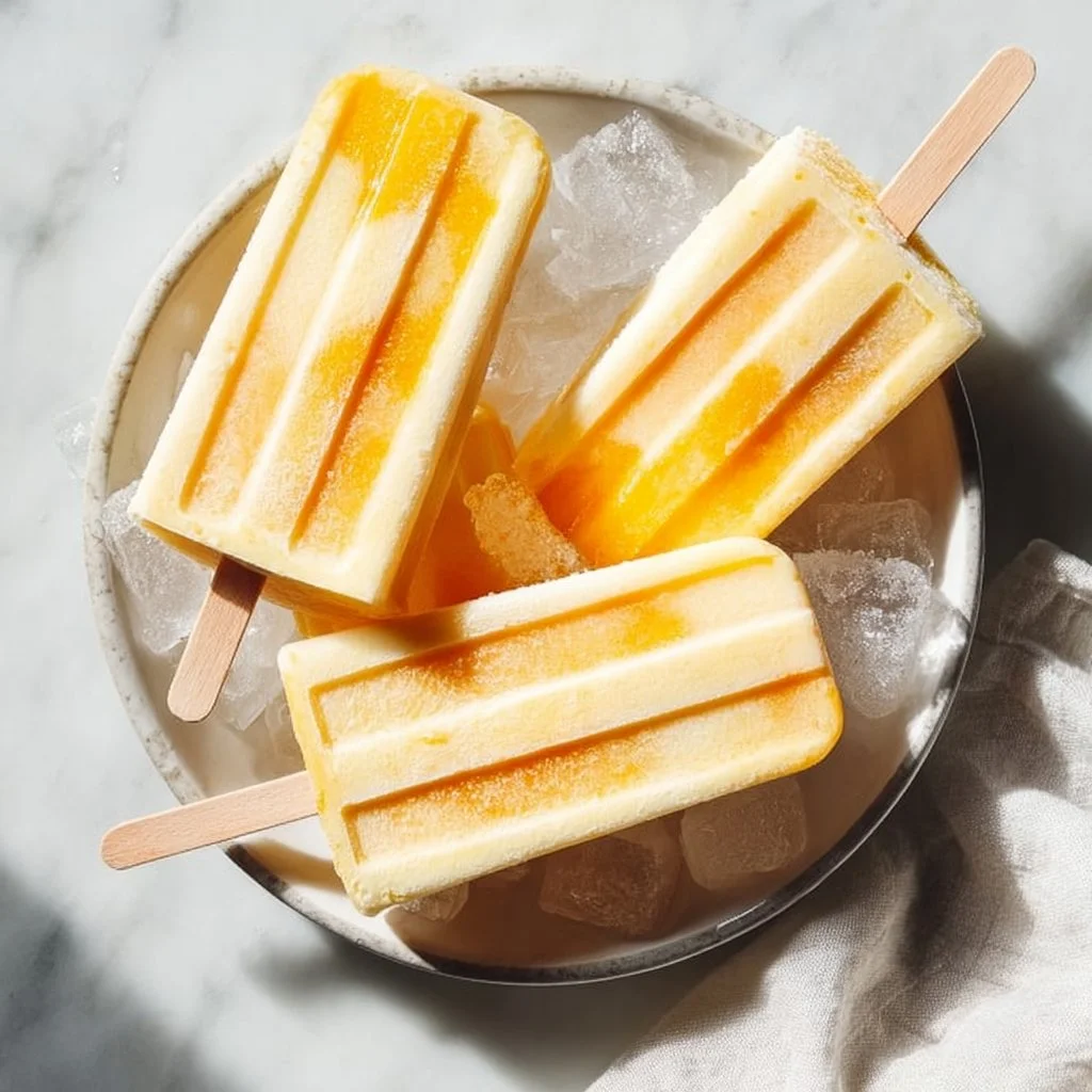 Mango Coconut Popsicles made with fresh fruit and coconut cream