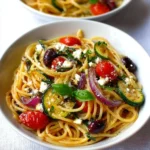 Mediterranean One Pot Pasta served in a bowl with fresh herbs