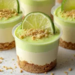 No-bake key lime cheesecake cups topped with lime zest and whipped cream
