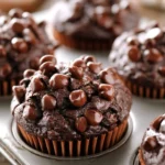 Delicious bakery-style double chocolate zucchini muffins ready to enjoy.