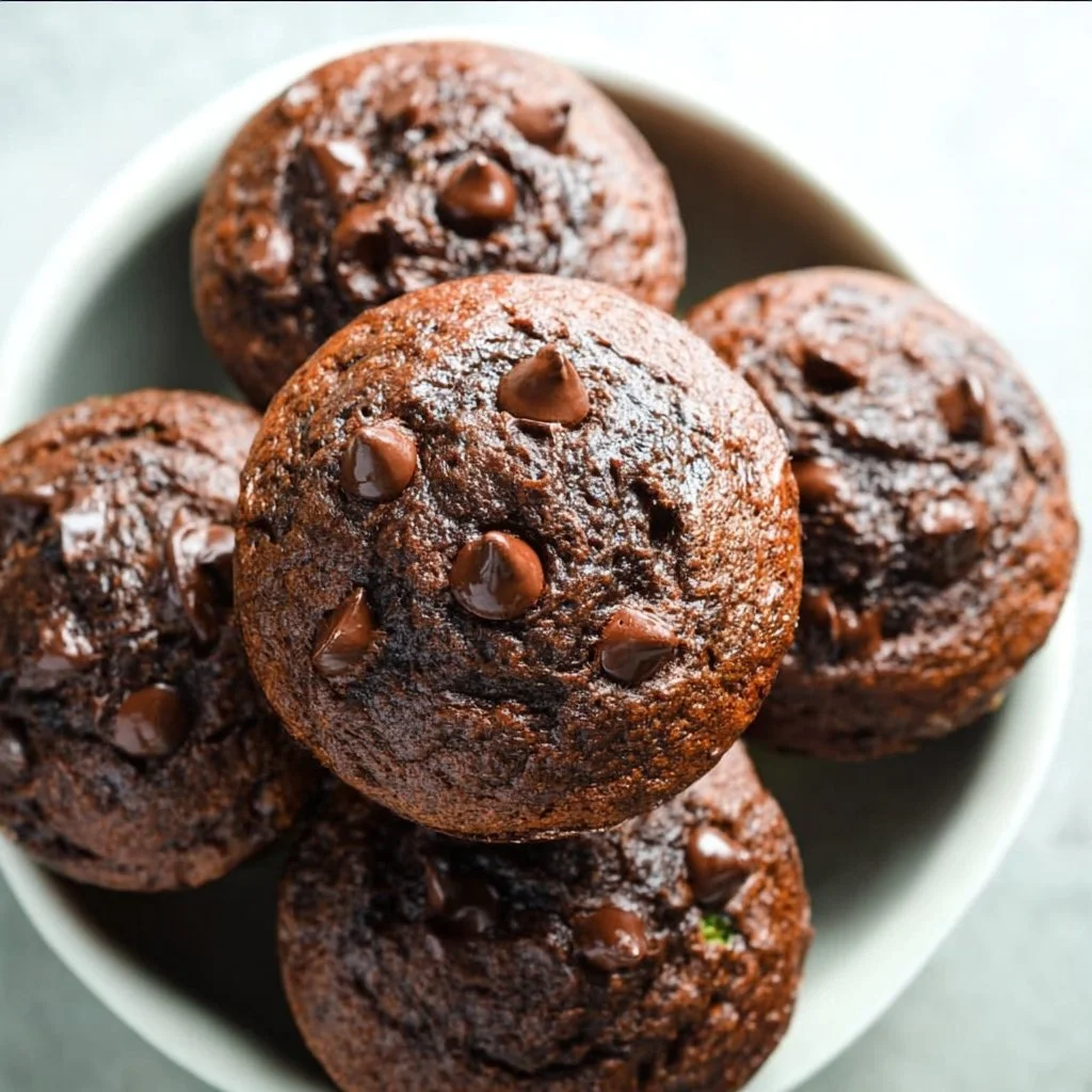 One Bowl Bakery Style Double Chocolate Zucchini Muffins