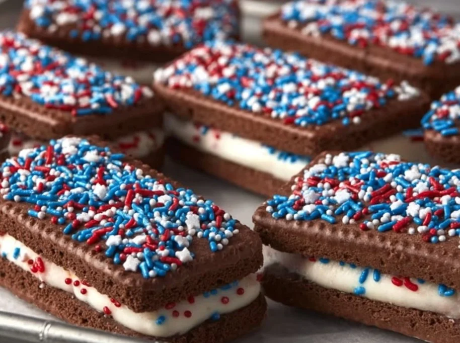 Red White and Blue Ice Cream Sandwiches for summer celebrations