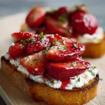 Roasted strawberry whipped ricotta toast topped with fresh berries