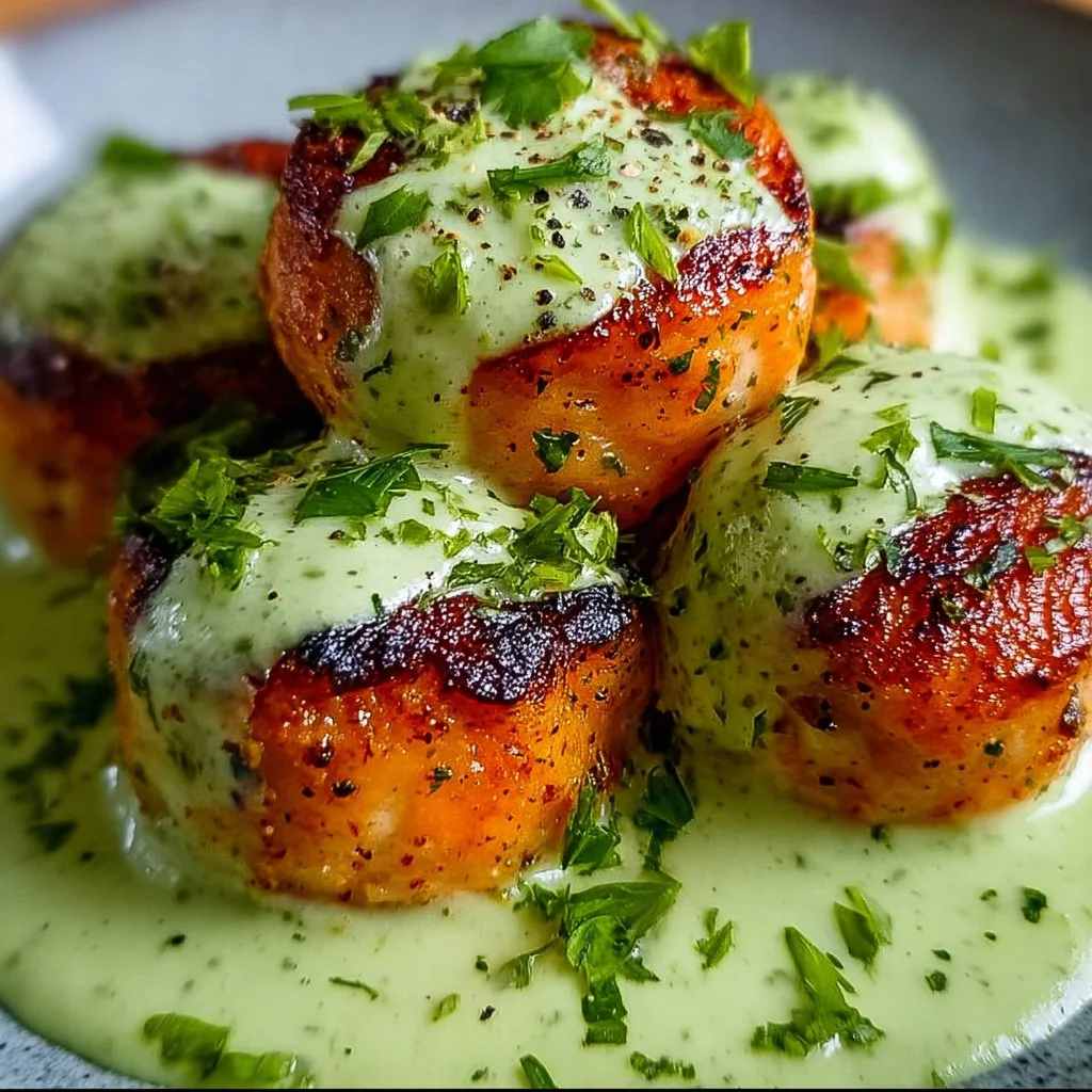 Salmon Balls with Creamy Avocado Sauce