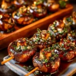 Sautéed grilled garlic mushrooms served in a bowl.