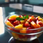 Vibrant Summer Peach Fruit Salad with fresh peaches and colorful fruits