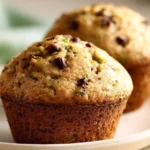 Delicious chocolate chip zucchini muffins with rich chocolate chips